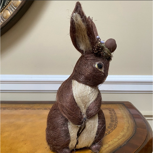 Coconut Hair Brown Easter Bunny Rabbit 11" - Picture 5 of 6